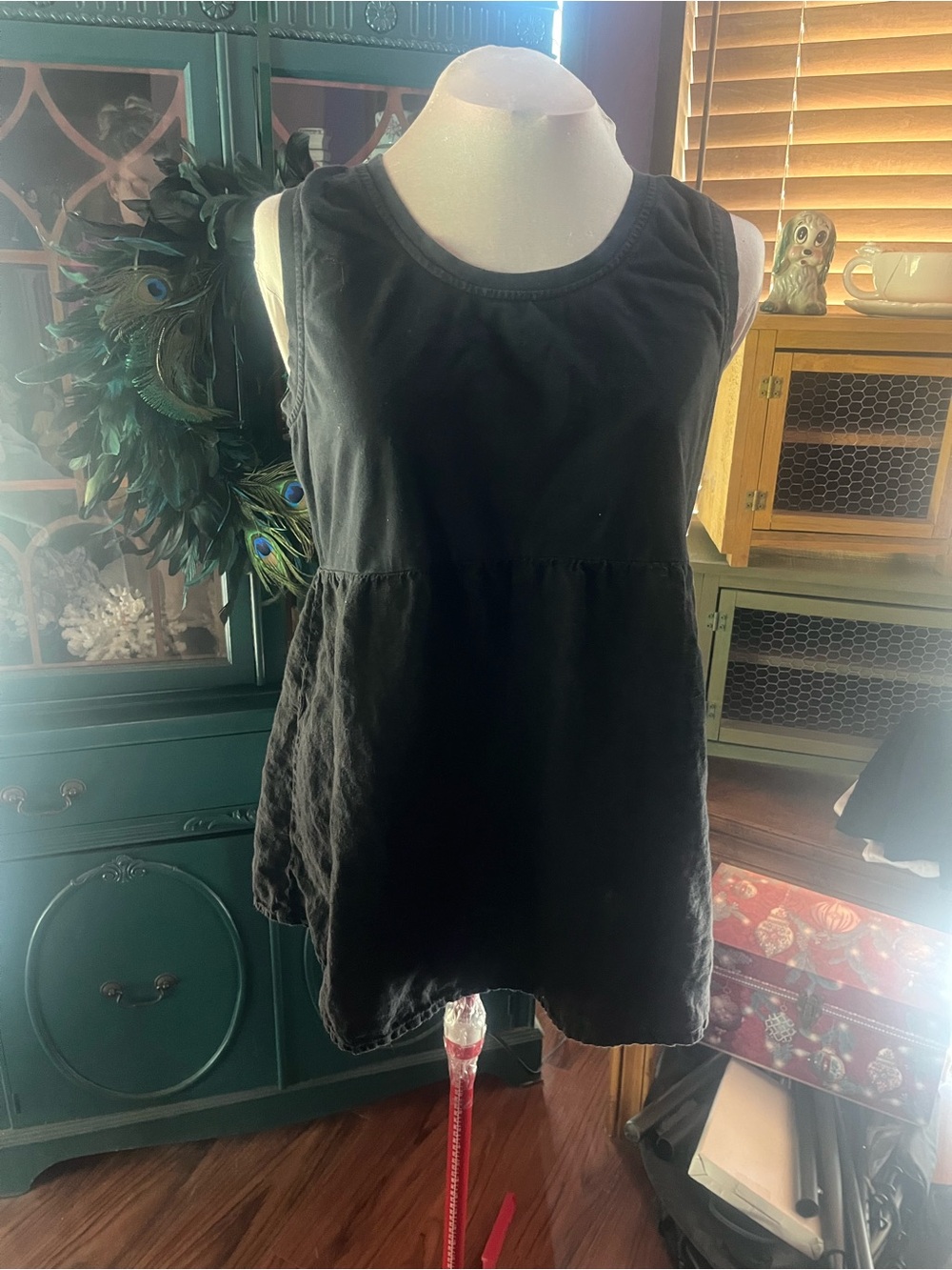 Flax Design medium Black Sleeveless Peplum Tank Top